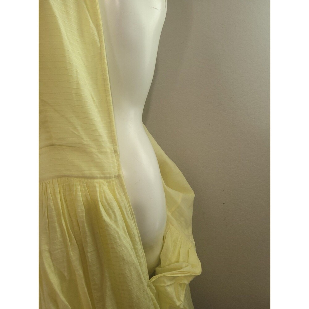 ModCloth size 18 maxi long dress yellow lining faux button pleated smocked - Picture 9 of 12